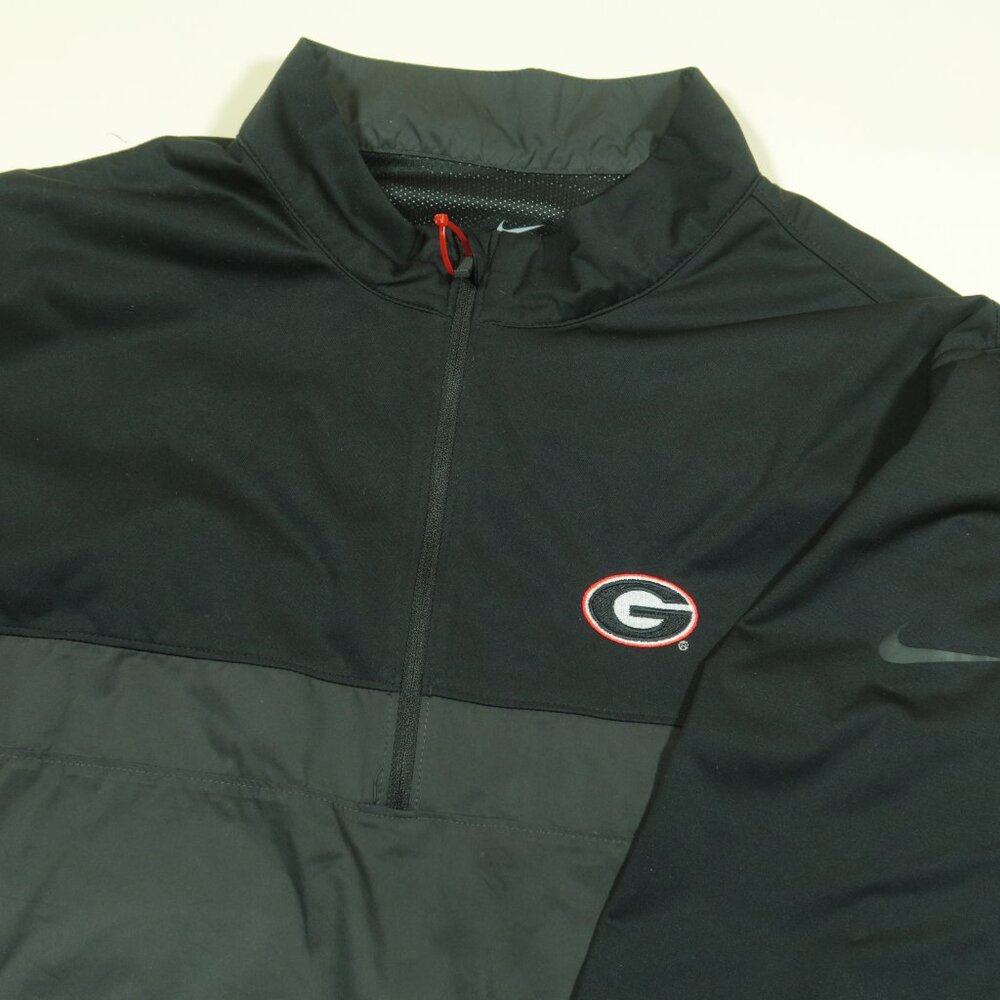 Nike Shield Georgia Bulldogs 1/4 Zip Golf Pullover Mens 2XL Black Gray Lined
